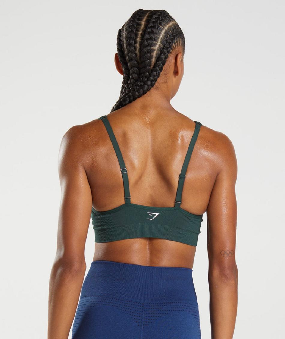 Sujetadores Deportivos Gymshark Vital Seamless 2.0 V Neck Mujer Verde | CO 2073TCE